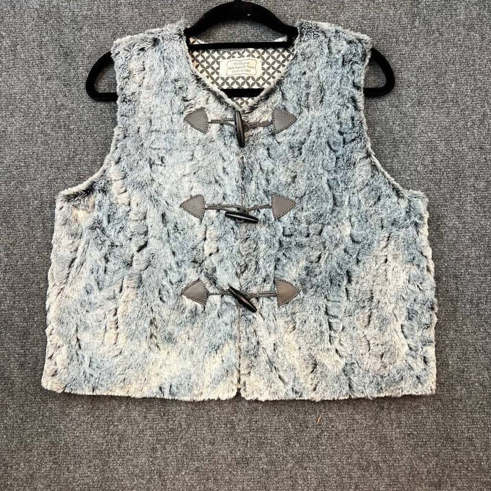Diane Sandler Handmade Women's S Gray Cream Textured Sleeveless Toggle Vest Line